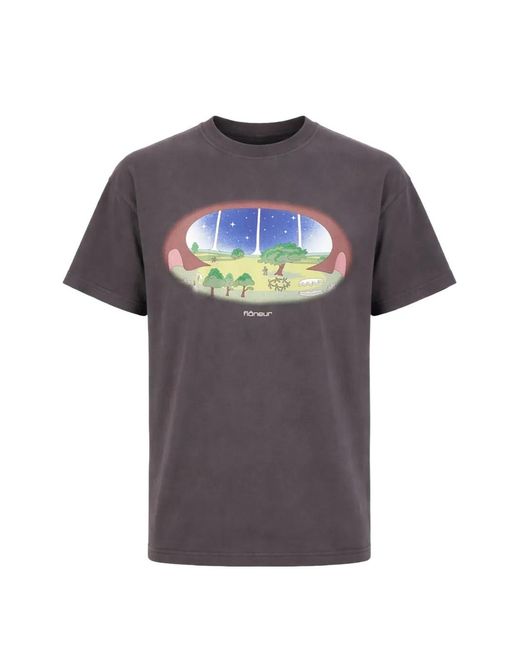 flâneur Gray Stardome Print T-Shirt for men