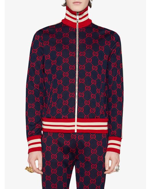 Lyst - Gucci Gg Jacquard Cotton Jacket in Blue for Men