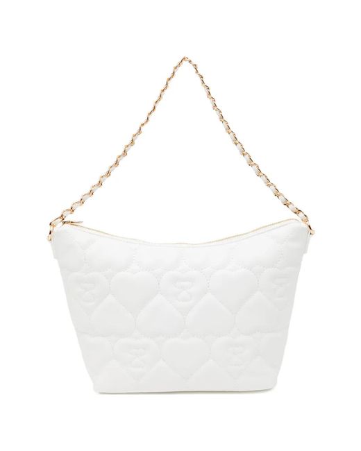 AAPE BY A BATHING AP White Heart-Quilted Shoulder Bag