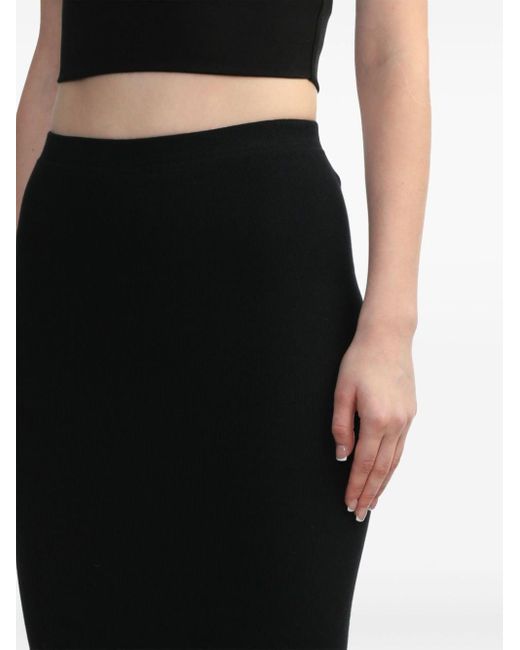 IRO Black Piame Ribbed Midi Skirt