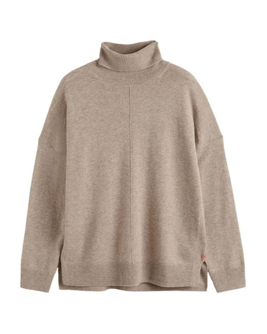 Chinti & Parker Brown Roll-Neck Side-Split Jumper