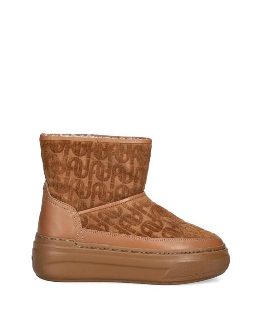 Furla Brown Logo-Embossed Platform Boots