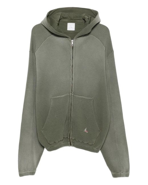 Roa Green Waffle-Texture Zip-Up Hoodie for men