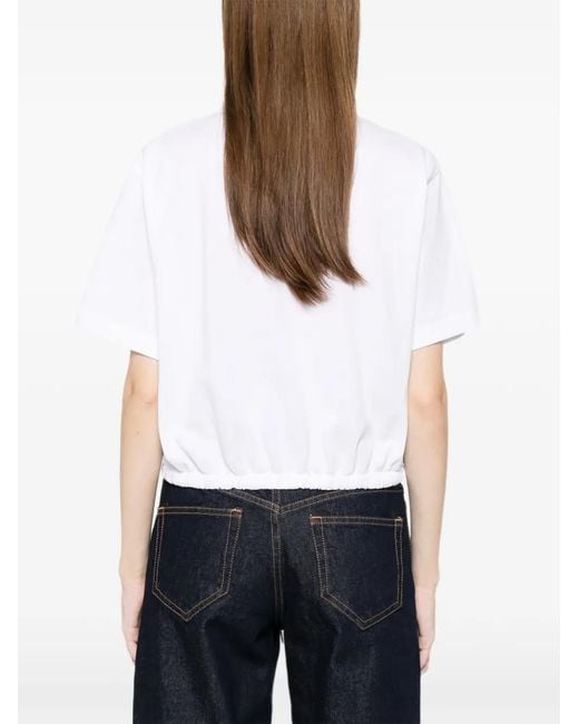 Polo Con Dobladillo Con Cordones Moncler de color White