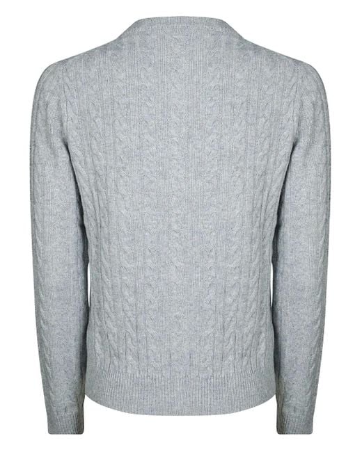 Sun 68 Gray Cable Round-Neck Cardigan