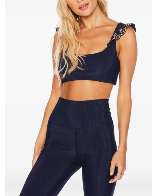 Beach Riot Blue Audrey Ruffled Top