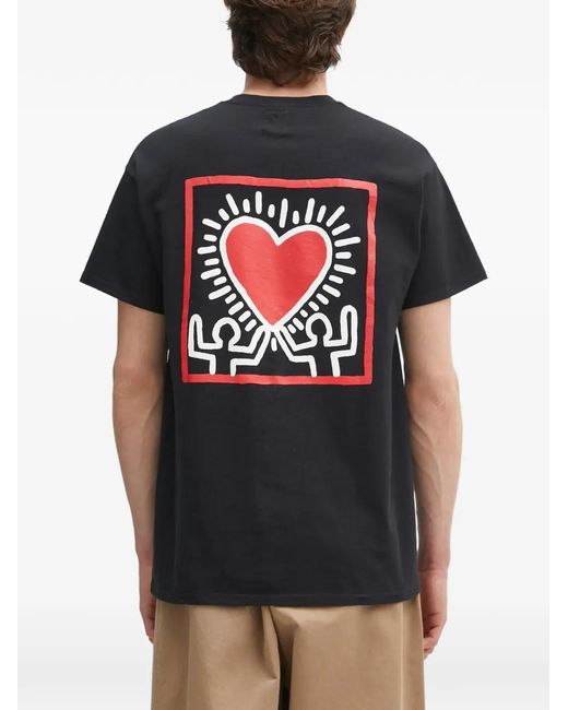 Wacko Maria Black X Keith Haring Graphic-Print Pocket T-Shirt for men