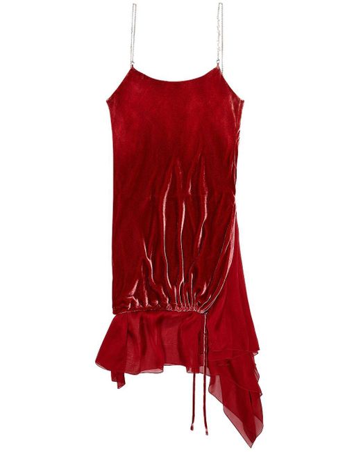Vestido corto D-Ruchi asimétrico DIESEL de color Red