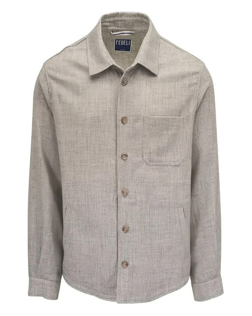 Fedeli Gray Buttoned Pocket Overshirt for men