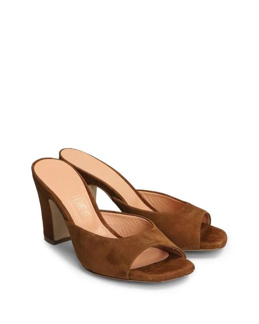 Julie Dee Brown Open-Toe Suede Mules