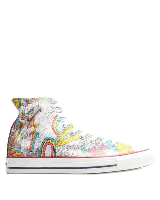 Converse White Sneakers mit Zeichnungs-Print