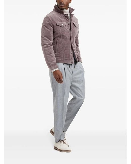 Brunello Cucinelli Gray Virgin Wool Pants With Drawstring for men