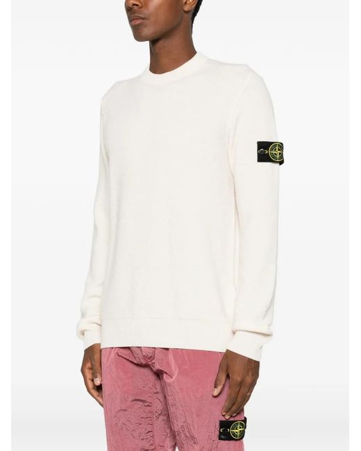 Stone Island White Logo-Patch Sweater for men