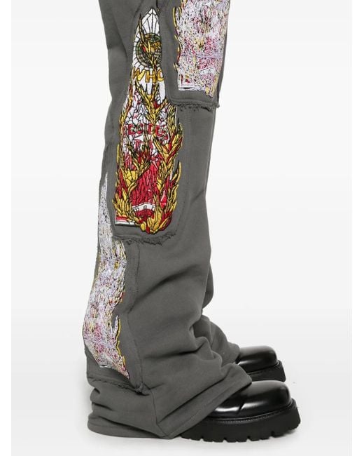 Who Decides War Gray Triple Flame Glass Trousers for men