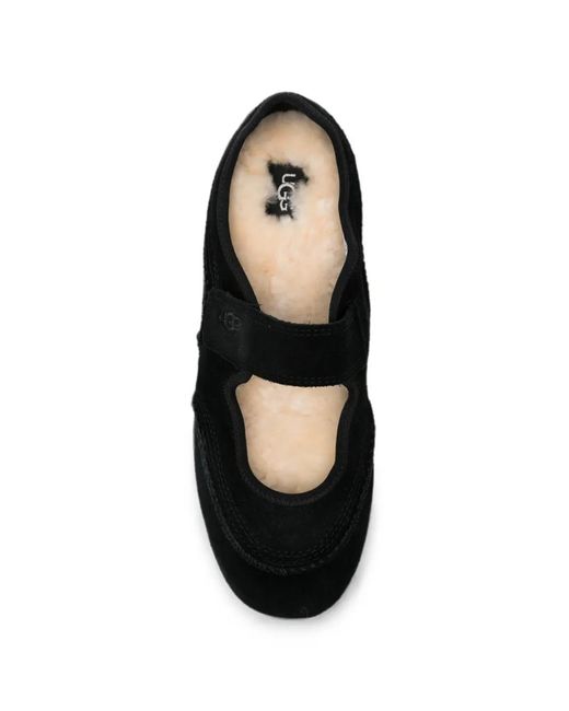 Ugg Black Quill Touch-Strap Ballet Flats