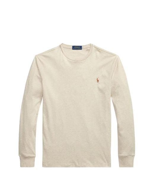 Polo Ralph Lauren White Long-Sleeve Embroidered-Logo T-Shirt for men