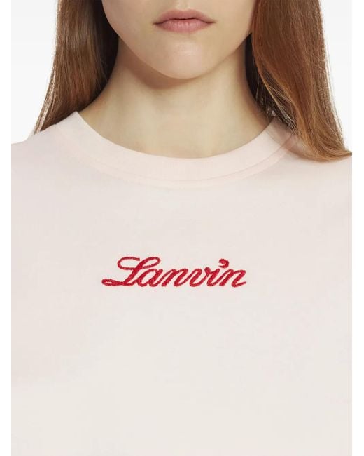 Lanvin Pink Bouclette Script Logo T-Shirt