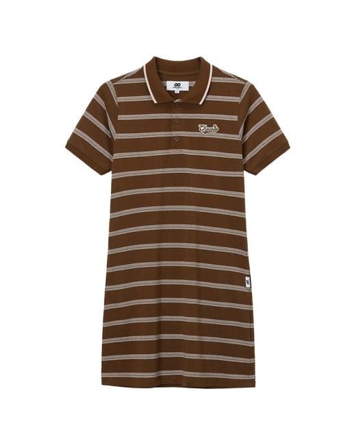 Chocoolate Brown Striped Polo Dress