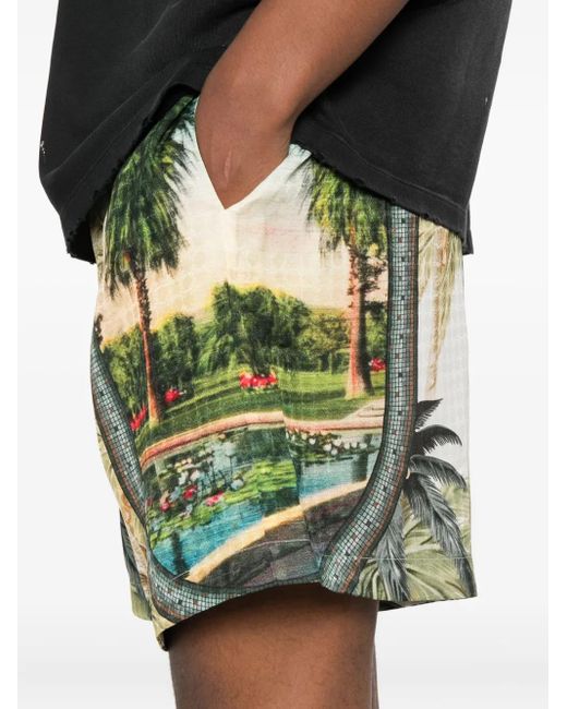 Amiri Green Mosaic-print Shorts for men