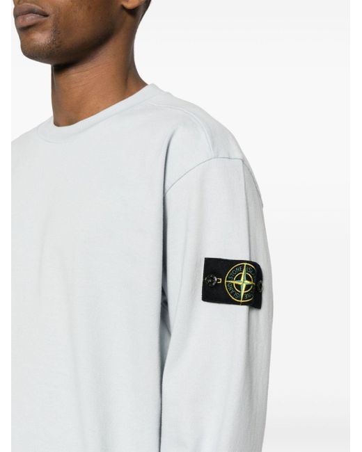 Stone Island White Compass Cotton Sweatshirt for men