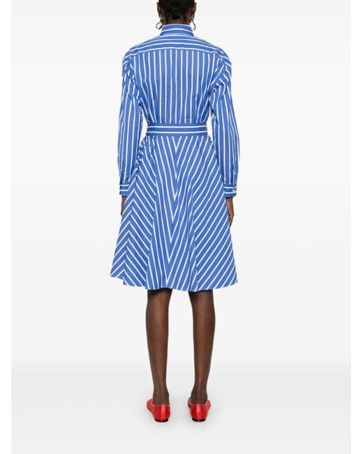 Polo Ralph Lauren Blue Striped Midi Dress