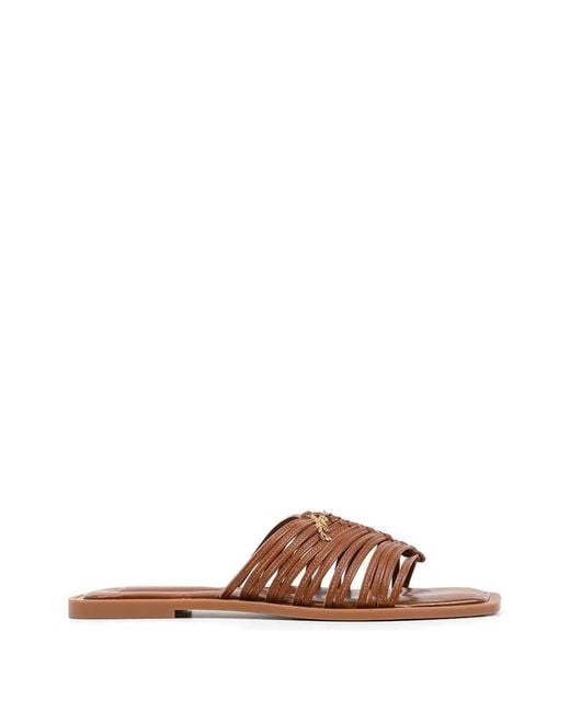 Karl Lagerfeld Brown Strappy Logo-Plaque Sandals
