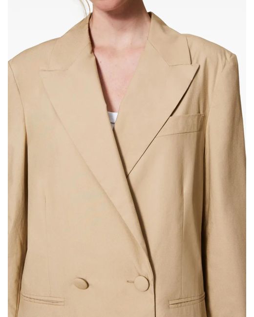 Twinset Natural Double-Breasted Poplin Blazer