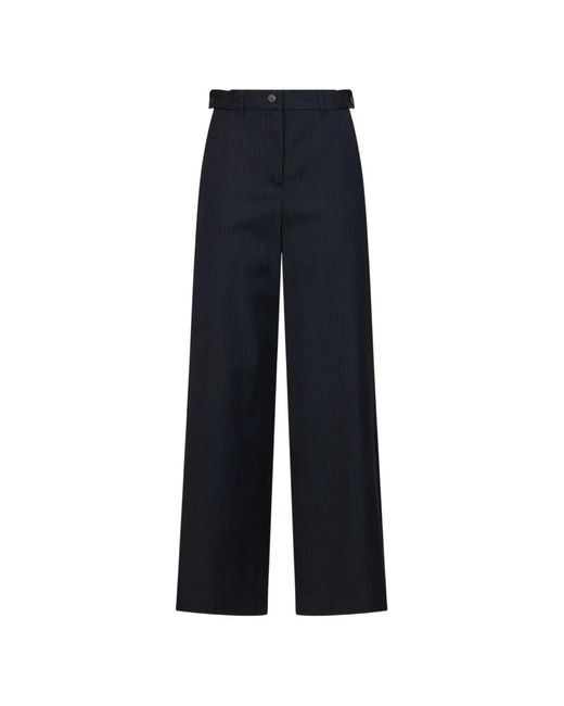 Weekend by Maxmara Blue Pinstriped High-Waisted Trousers