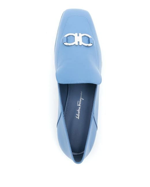 Ferragamo Blue Square Toe Loafers