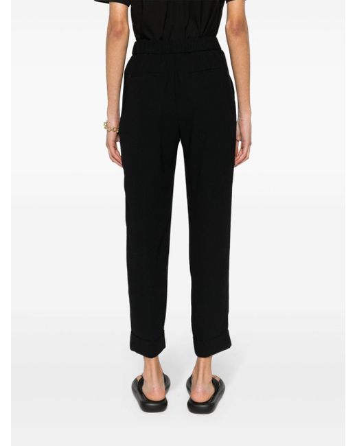 Peserico Black Cropped Tapered Trousers