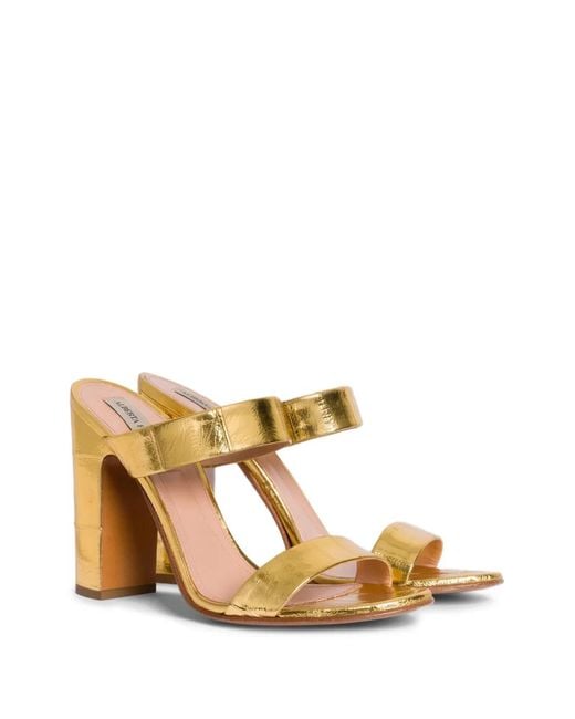Alberta Ferretti Metallic Double-Strap Heeled Sandals