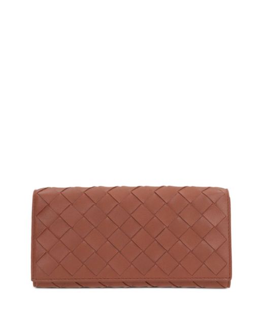 Bottega Veneta Brown Continental Intrecciato Leather Wallet
