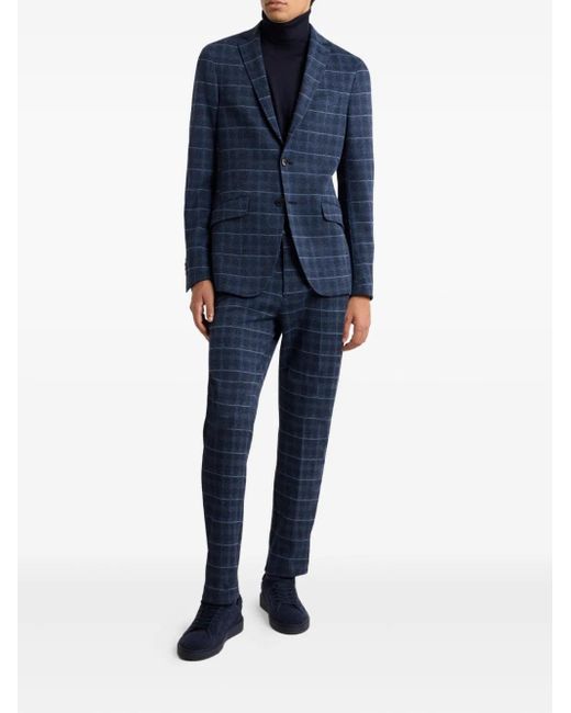 Etro Blue Check-Motif Quilted Jacket for men
