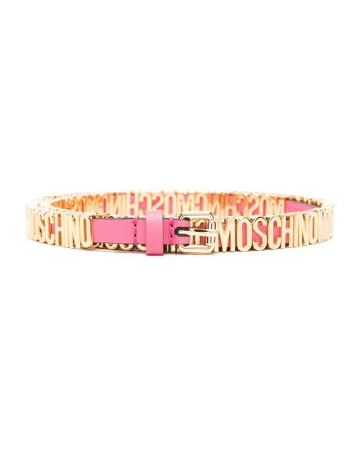 Cinturón con letras del logo Moschino de color Pink