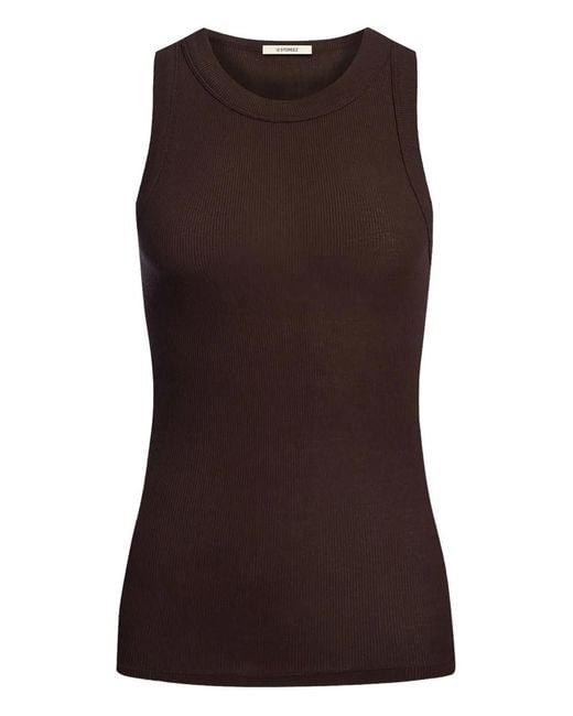 12 STOREEZ Brown Ribbed Tank Top