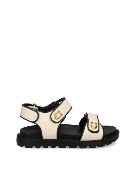COACH Black Brynn Logo Sandals