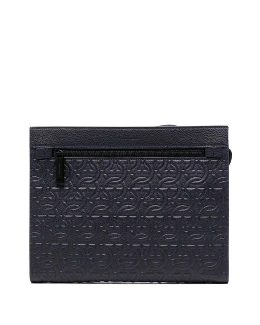 Ferragamo Blue Gancini Clutch Bag for men