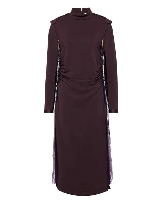 Maison Margiela Purple Midi Dress With Gathered Detail