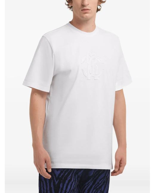 Roberto Cavalli White Logo Cottont-Shirt for men