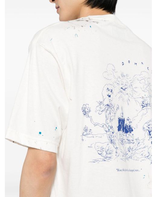 T-shirt con stampa grafica di DOMREBEL in White da Uomo