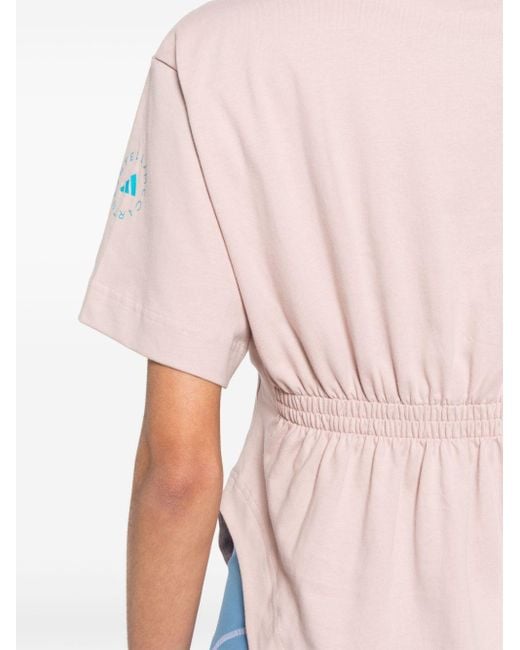 Adidas By Stella McCartney Pink Curved-hem Organic Cotton T-shirt