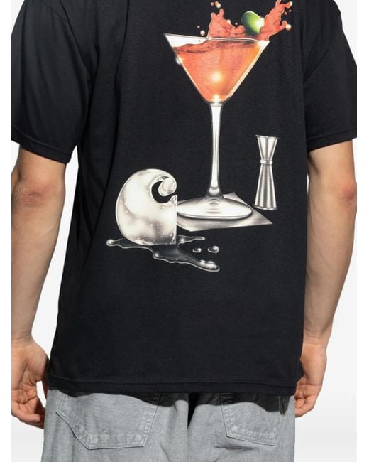 Carhartt Black Ss Jake Garcia Martini Print Organic Cotton T Shirt for men