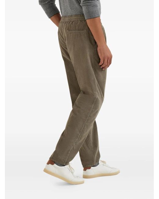 Brunello Cucinelli Green Cotton Straight-Leg Trousers for men
