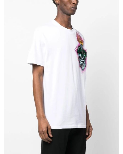 Philipp Plein White Tattoo-Print Detail T-Shirt for men