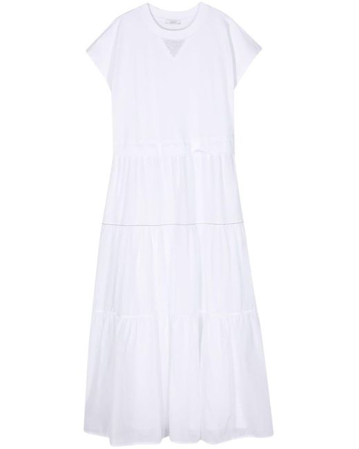 Peserico White Kleid mit Rüschen
