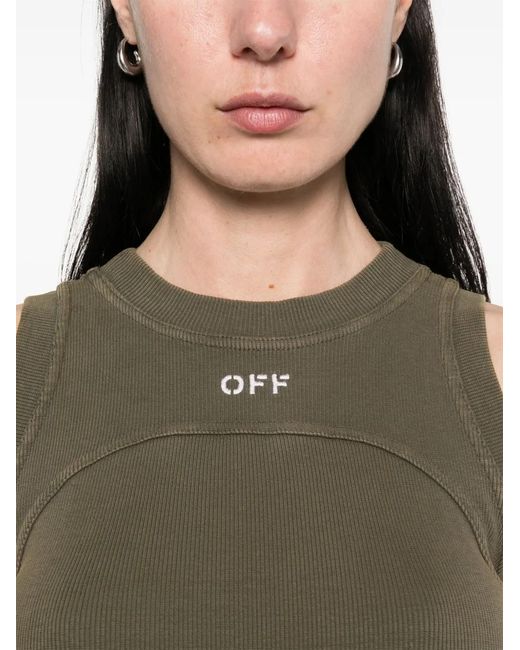 Off-White c/o Virgil Abloh Green Ribbed Tank Top