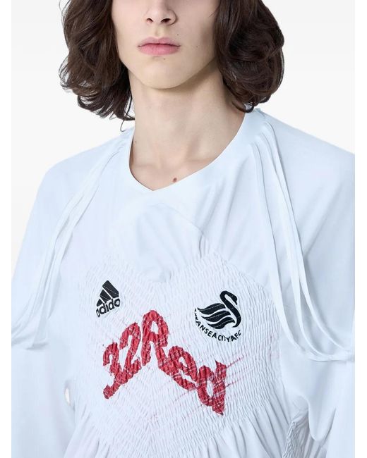 LUEDER White Shirred Football T-Shirt