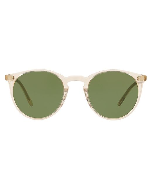 Oliver Peoples Men's O'malley Peaked Round Sunglasses With Mineral Glass Lenses - Buff Green
