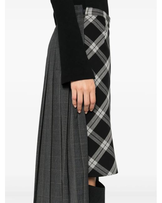Balenciaga Gray Checked Midi Skirt
