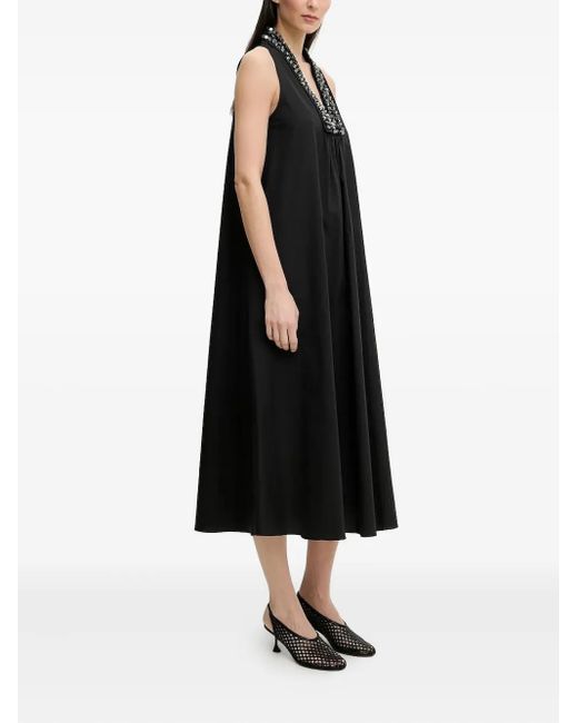 Isabelle Blanche Black Sequin-Embellished Sleeveless Midi Dress